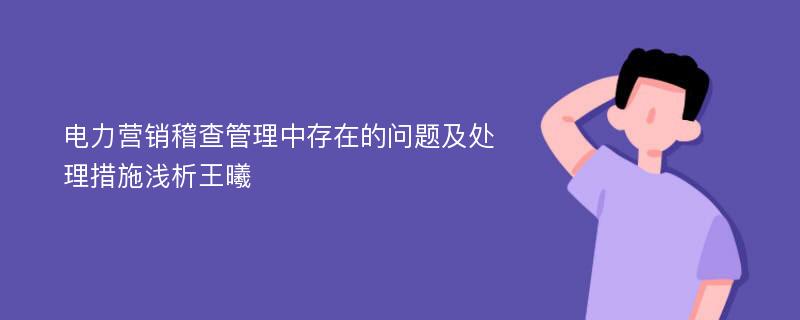 电力营销稽查管理中存在的问题及处理措施浅析王曦