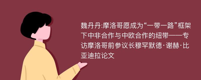 魏丹丹:摩洛哥愿成为“一带一路”框架下中非合作与中欧合作的纽带——专访摩洛哥前参议长穆罕默德·谢赫·比亚迪拉论文