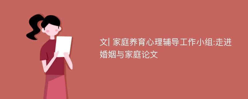 文| 家庭养育心理辅导工作小组:走进婚姻与家庭论文