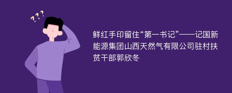 鲜红手印留住“第一书记”——记国新能源集团山西天然气有限公司驻村扶贫干部郭欣冬