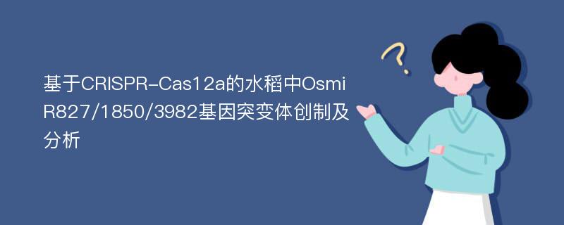 基于CRISPR-Cas12a的水稻中OsmiR827/1850/3982基因突变体创制及分析