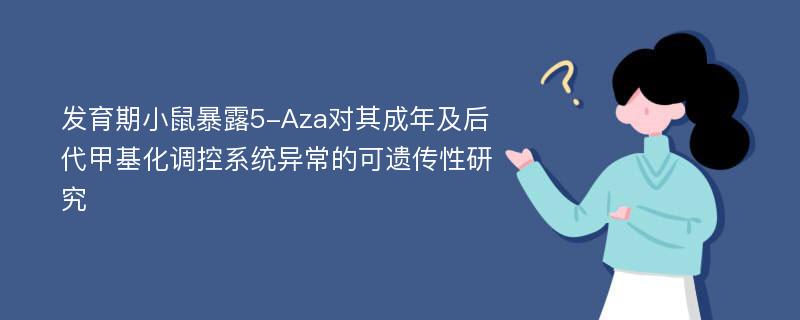 发育期小鼠暴露5-Aza对其成年及后代甲基化调控系统异常的可遗传性研究