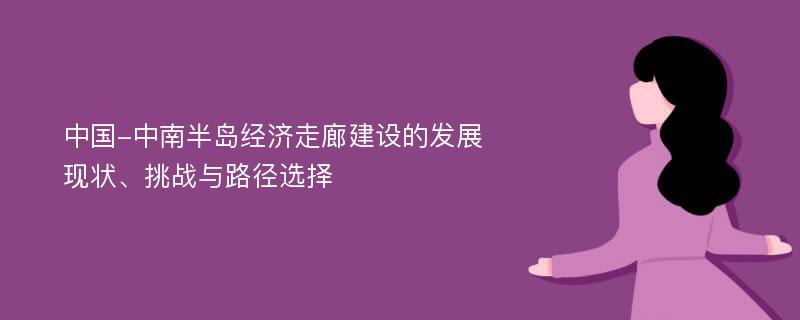 中国-中南半岛经济走廊建设的发展现状、挑战与路径选择