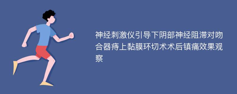 神经刺激仪引导下阴部神经阻滞对吻合器痔上黏膜环切术术后镇痛效果观察