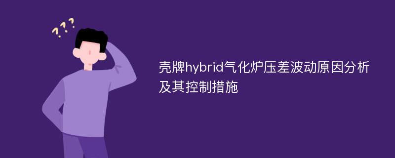 壳牌hybrid气化炉压差波动原因分析及其控制措施