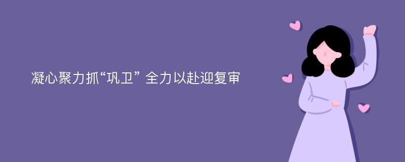 凝心聚力抓“巩卫” 全力以赴迎复审