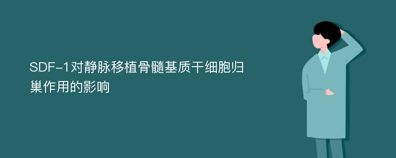 SDF-1对静脉移植骨髓基质干细胞归巢作用的影响