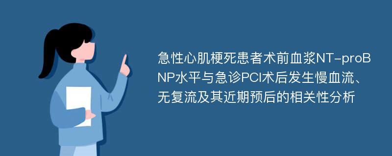 急性心肌梗死患者术前血浆NT-proBNP水平与急诊PCI术后发生慢血流、无复流及其近期预后的相关性分析