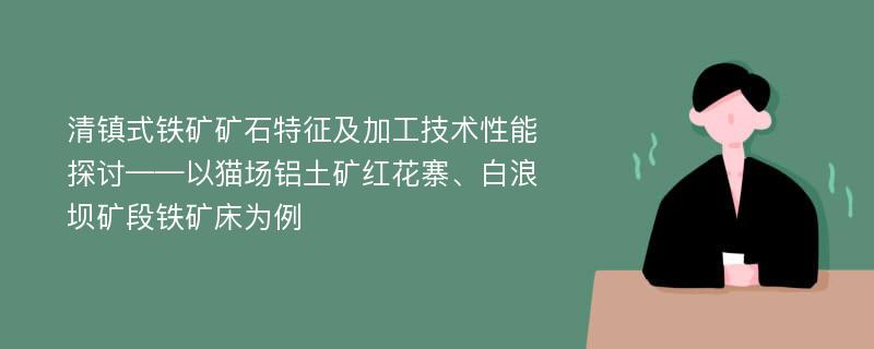 清镇式铁矿矿石特征及加工技术性能探讨——以猫场铝土矿红花寨、白浪坝矿段铁矿床为例