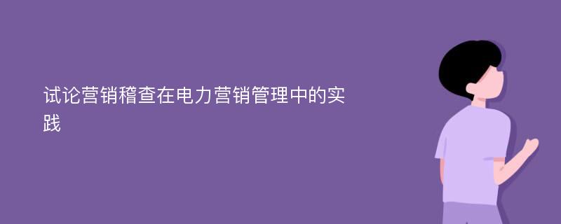 试论营销稽查在电力营销管理中的实践