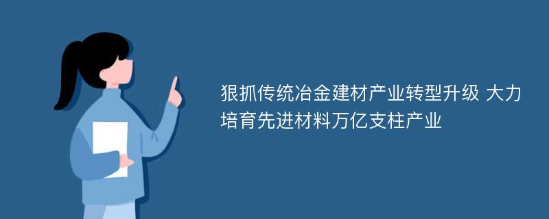 狠抓传统冶金建材产业转型升级 大力培育先进材料万亿支柱产业