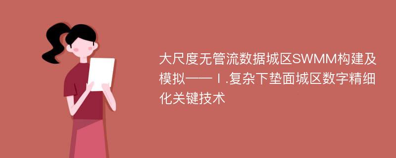 大尺度无管流数据城区SWMM构建及模拟——Ⅰ.复杂下垫面城区数字精细化关键技术