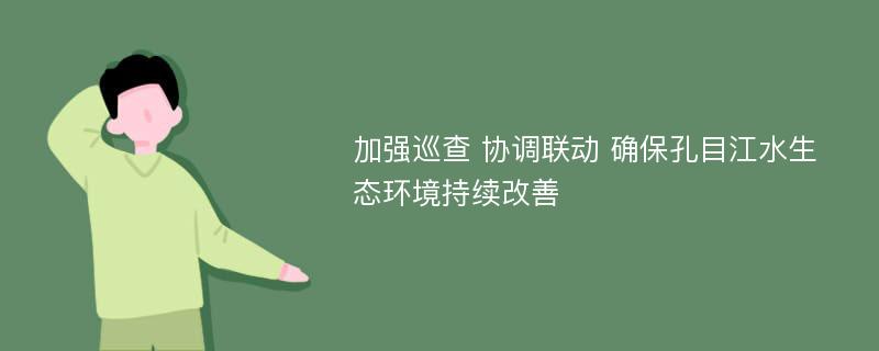 加强巡查 协调联动 确保孔目江水生态环境持续改善